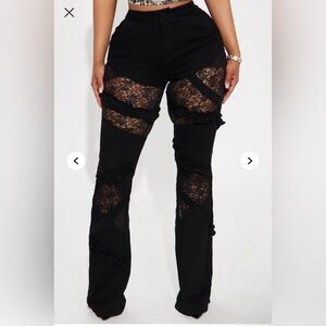 Black Lace Panel Pants